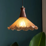 Wood Glass LED Pendant Lights Modern Hanging Lamp for Kitchen Living Room