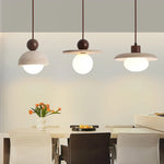 LED Pendant Lamp with Wood Canopy & White Glass Chandelier - Yellow Travertine Kitchen Bedroom Lighting