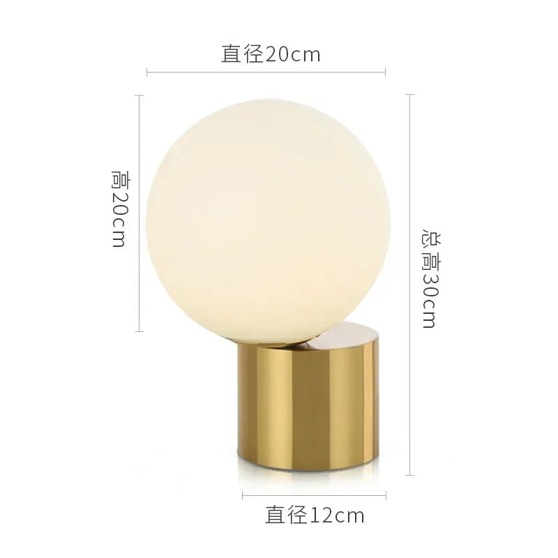 Glass Ball Table Lamp for Bedroom Study Hotel, Nordic Modern Decorative Bedside Light