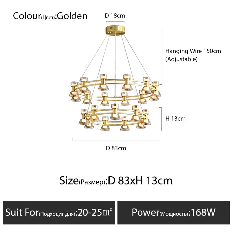 Copper Ring Pendant Lamp for Modern Luxury Living Room, Bedroom, Restaurant, Bar & Home Decor.