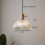 Wood Glass LED Pendant Light Suspension Luminaire for Home Decor