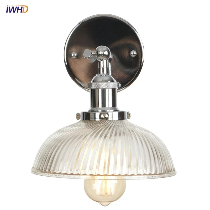 Silver Rural LED Wall Sconce Clear Glass Industrial Art Loft Stair Light