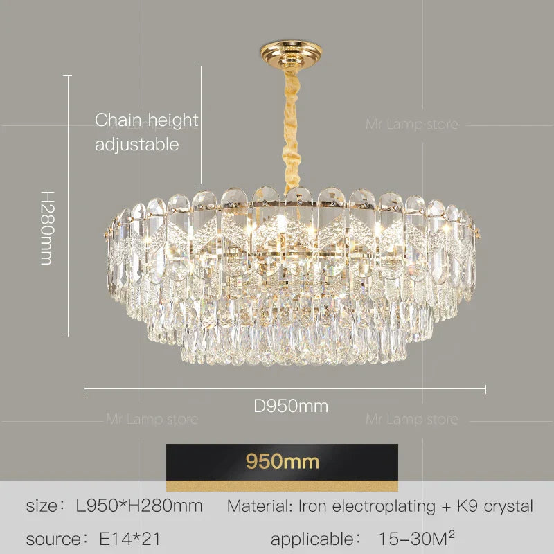 Crystal Chandelier LED Light: Modern Luxury Restaurant Hall Lighting