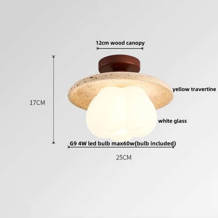 Yellow Travertine Stone LED Ceiling Light for Modern Nordic Ambiance