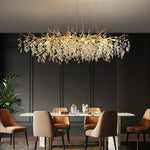 Crystal LED Pendant Lights Gold Dining Room Branch Chandelier