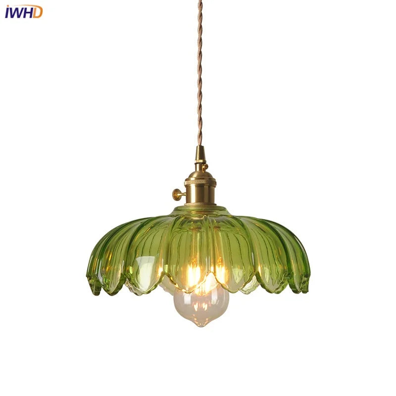 Green Glass LED Hanging Pendant Lights