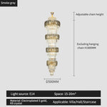 Elegant Crystal Hollow Long Chandelier for Duplex Living Room and Stairwell