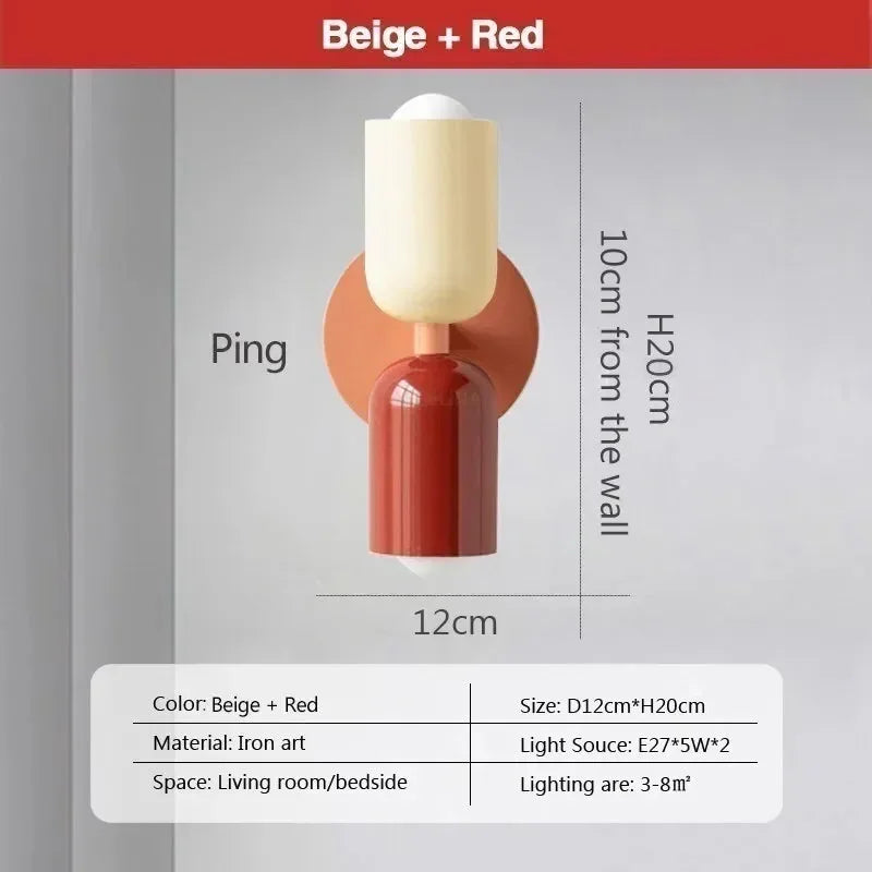 Cream Double Head LED Wall Lamps for Living Room Bedroom Indoor Decoration