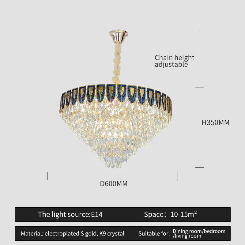 Crystal Chandelier LED Light Modern Luxury Designer for Main Living Room & Hotel