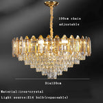 Gold Amber Crystal Chandelier Lights Modern Room Decor Hanging Lamp