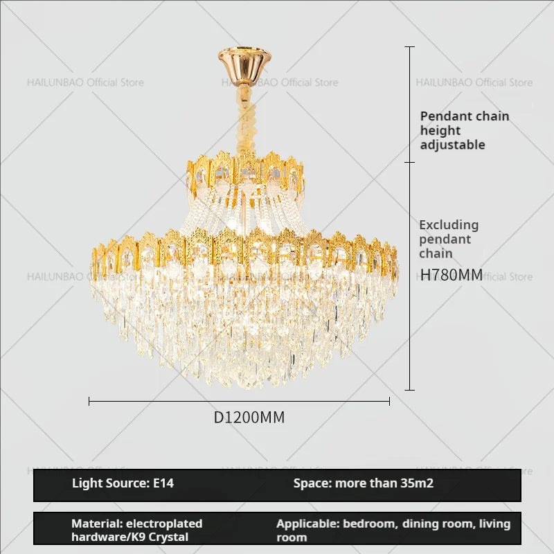 Luxury Crystal Chandelier: Elegant Lighting Solution for Living Room, Lobby, and Restaurant