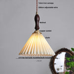 Walnut Wood LED Pendant Lights Japan Style Hanging Lamp Bouffant Cloth