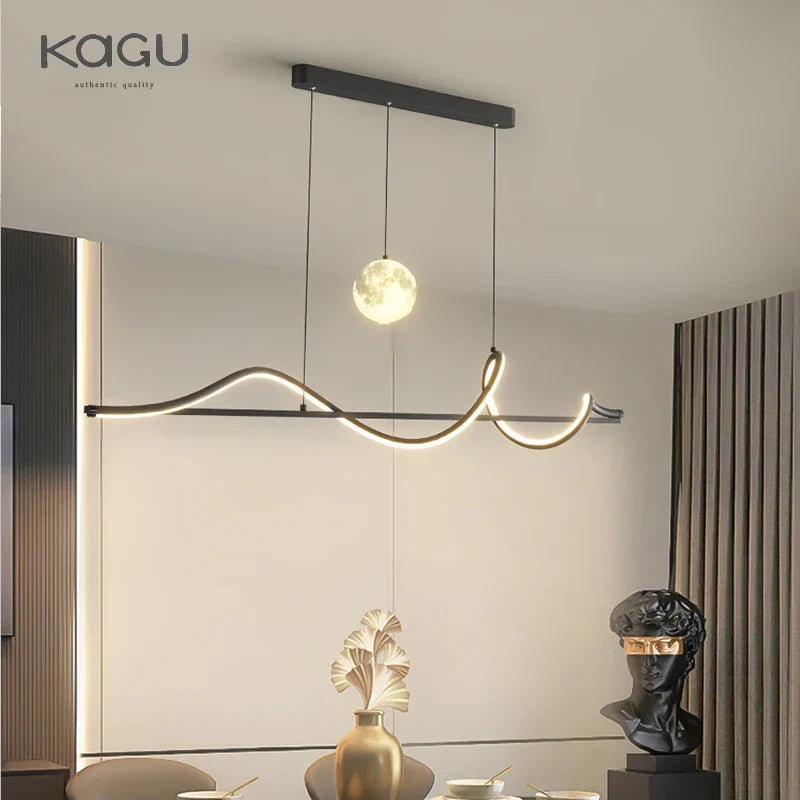 LED Pendant Light - Modern White/Black Long Line for Home, Restaurant, Office