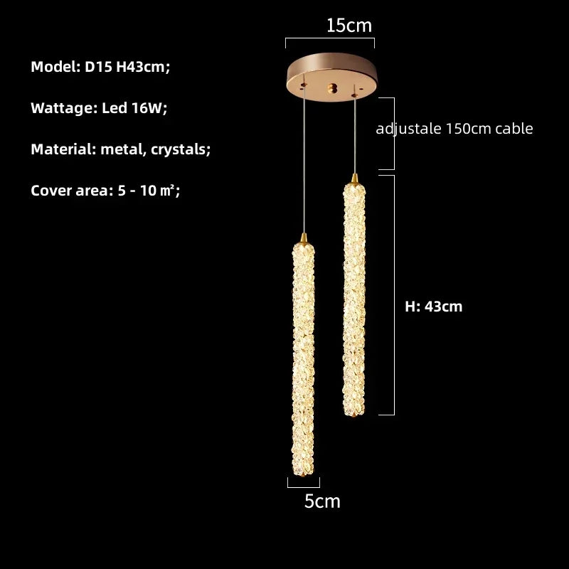 Luxury Crystal Pendant Chandelier LED Light Fixture for Modern Home Decor