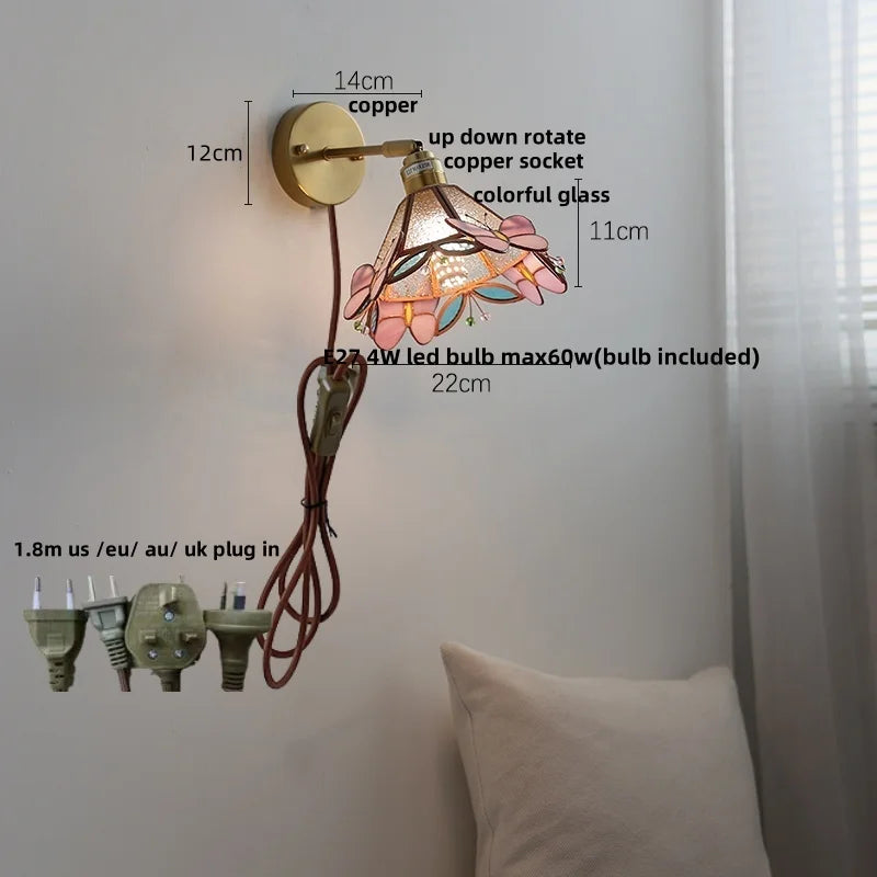 Rotatable Glass Wall Lamp with Pull Chain Switch