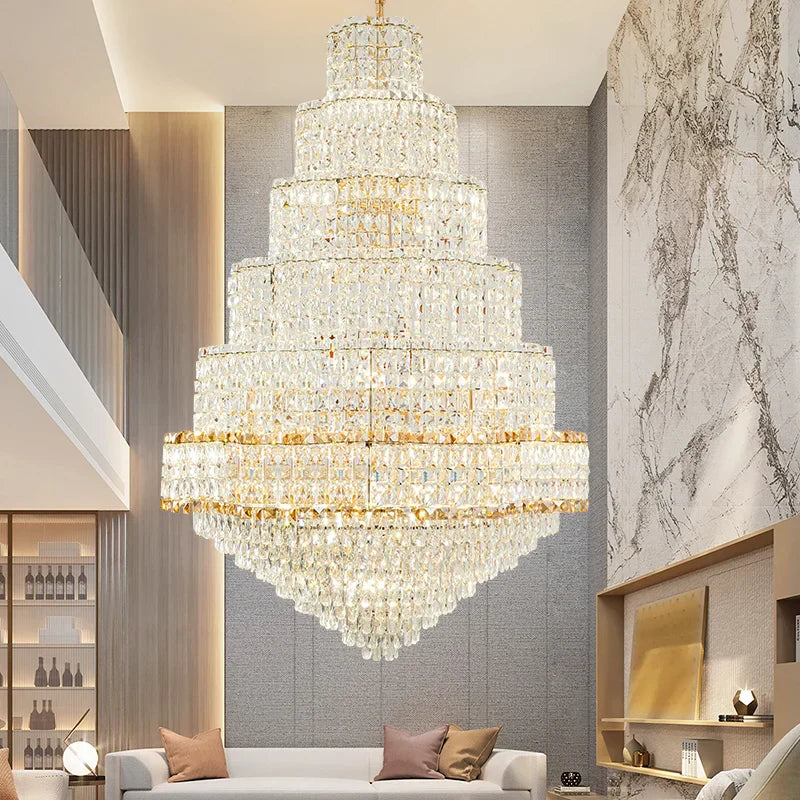Modern Crystal Duplex Chandelier for Luxurious European Style Villa Living Room