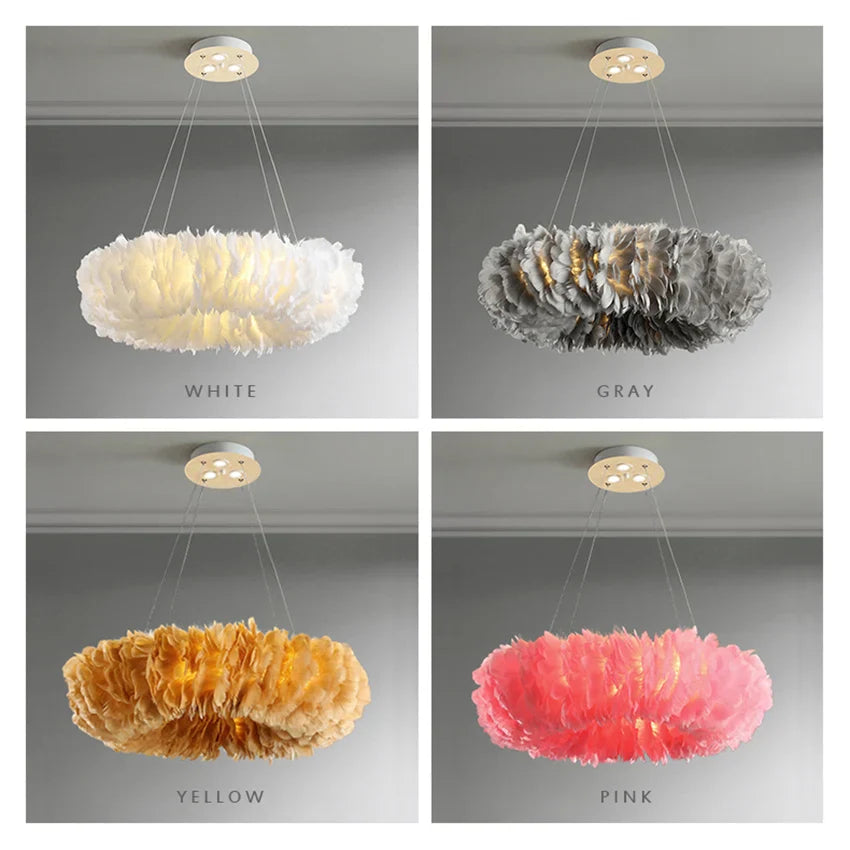 Nordic Feather Pendant Lamps for Bedroom and Home Decor Lighting