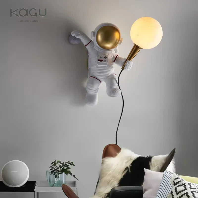 Astronaut Moon Planet Table Lamp Night Light Bedroom Decor Spaceman Theme