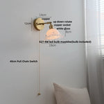 White Glass Copper LED Wall Sconce with Pull Chain Switch
