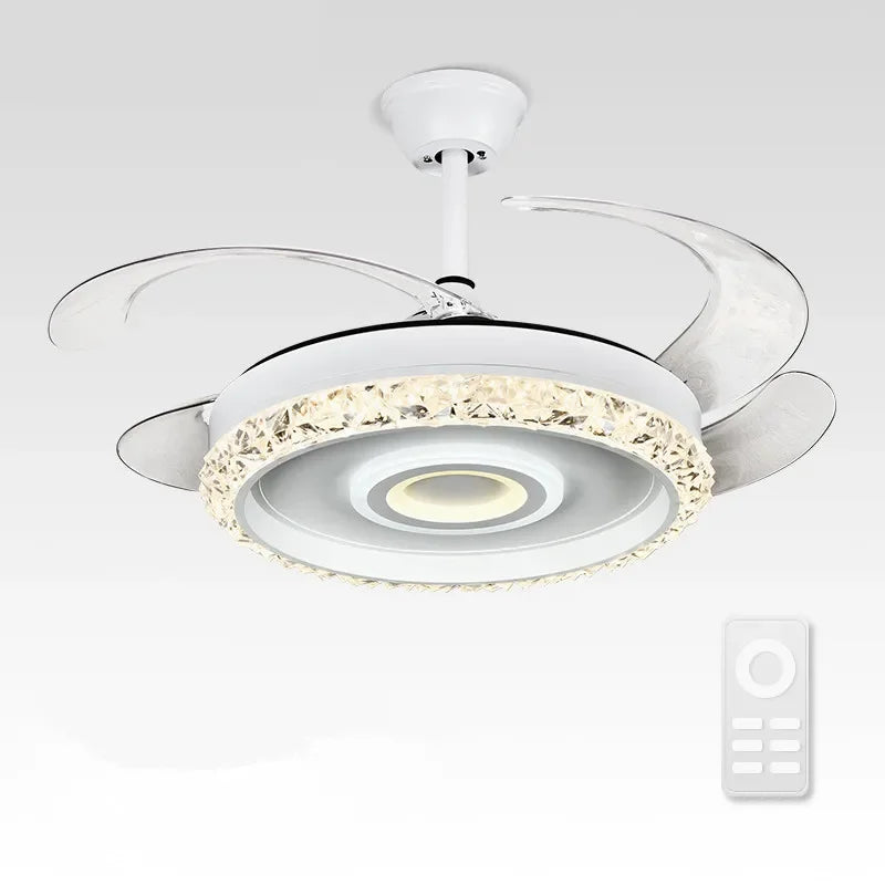 42" Leaf Fan Chandelier Invisible Fan Lighting for Bedroom and Dining Room