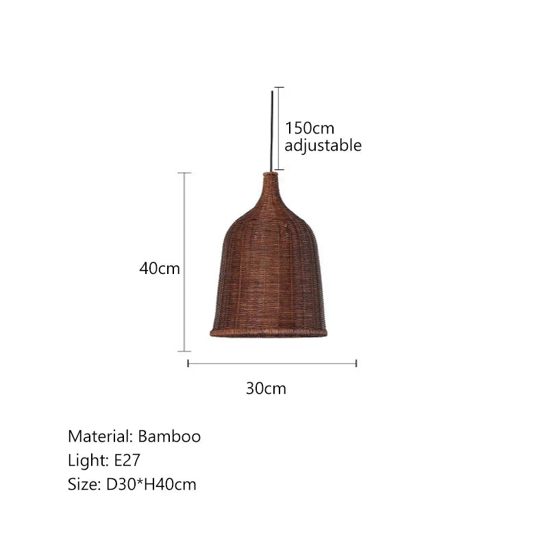 Bamboo Weaving LED Pendant Lights for Home Decor and Dining Room