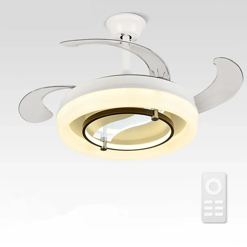42" Bladeless Ceiling Fan Chandelier with Remote & Retractable Blades