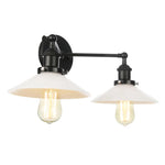 Industrial LED Wall Light Fixture with Pull Chain Switch, 2 Heads Bedside Lamp