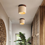 LED Wood Yellow Travertine Ceiling Light - Modern Style for Home Decor