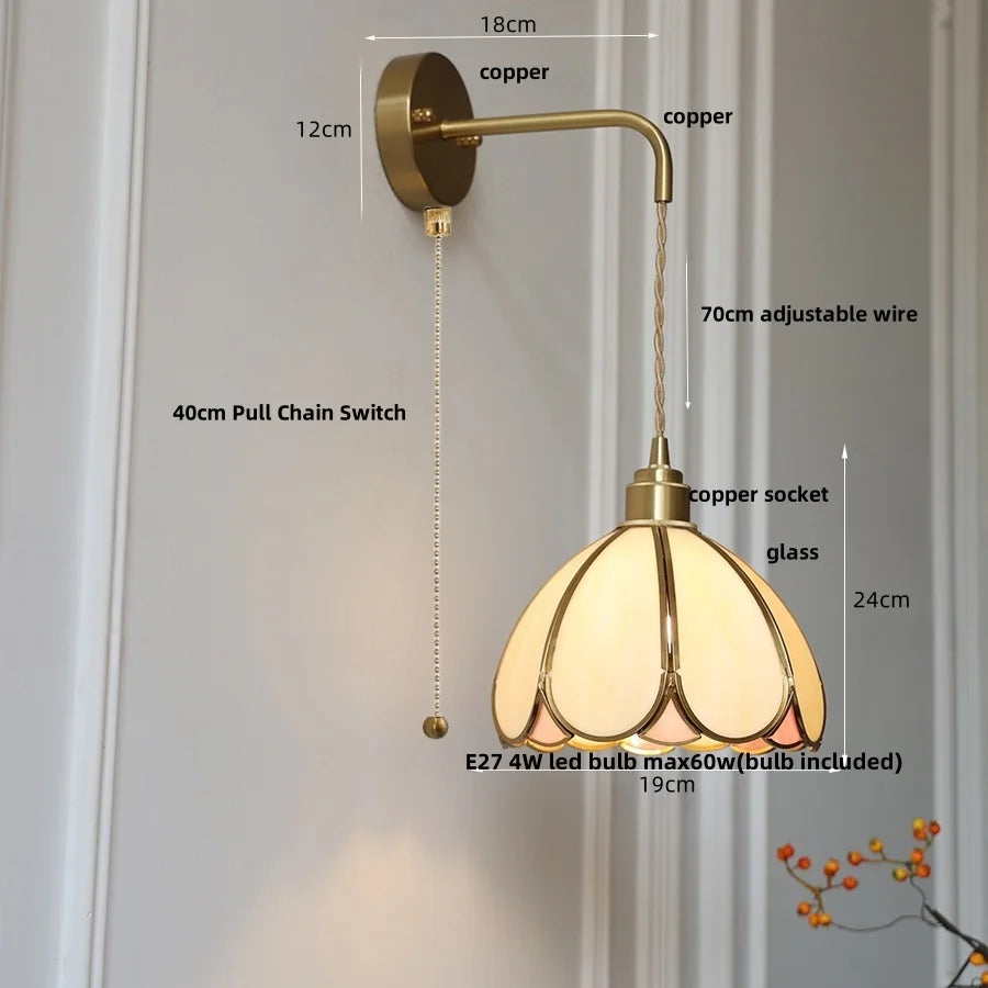 Afralia™ Amber Glass LED Wall Light for Bedroom & Staircase - Modern Nordic Plug-In Fixture