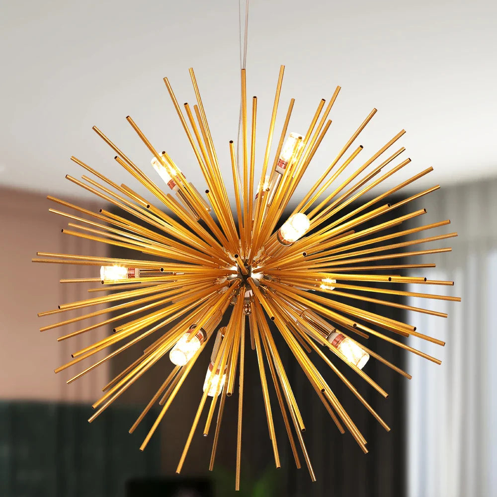 Aluminum Dandelion Pendant Light: Modern Sputnik Hedgehog LED Chandelier for Living & Dining Room