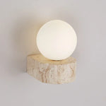 Natural Stone Wall Sconce with Glass Lampshade and LED Light