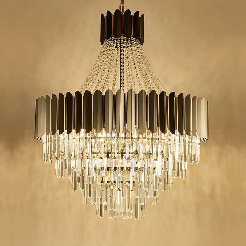 Crystal Chandelier for Duplex Living: Modern Elegance for Hotel, Villa, and Home.