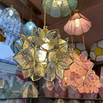 Flower Glass Pendant Lamp E27 Copper Hanging Light - Adjustable 200cm Wire