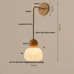 Walnut Wood LED Wall Lamp Sconce Pull Chain Switch Adjustable Art Light