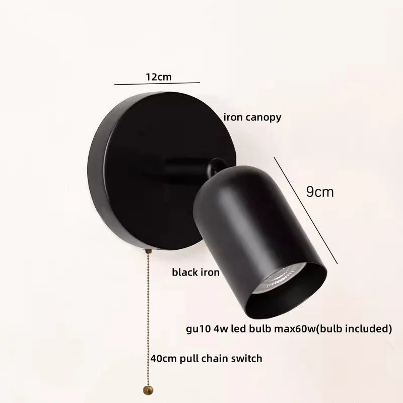 LED Wall Sconce Pull Chain Switch Cream Style Stair Light Fixture