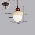Yellow Travertine Wood Wire Adjustable LED Pendant Lights Modern Nordic Living Room