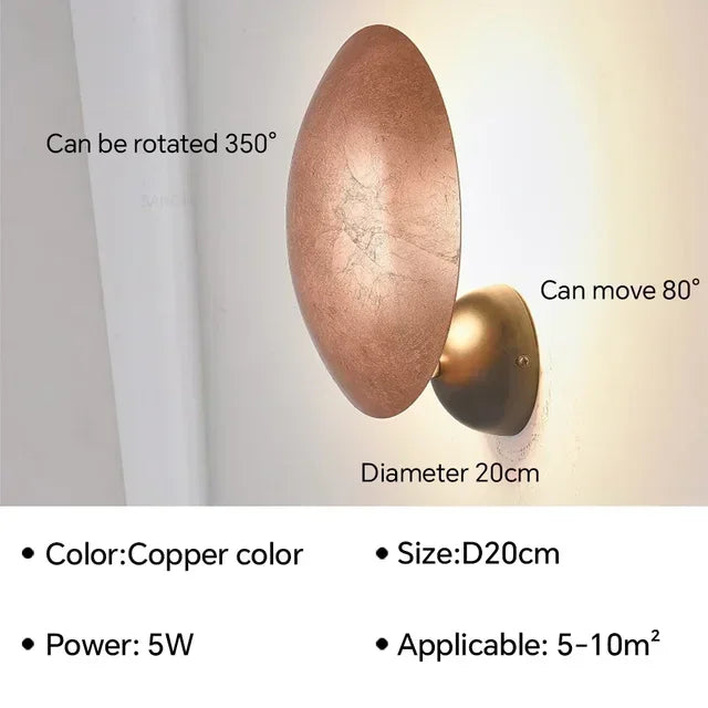 Rotatable Solar Eclipse LED Wall Lights in Black Gold Texture