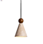 Yellow Travertine Wood Wire Adjustable LED Pendant Lights Modern Nordic Living Room