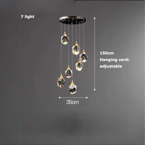 Crystal Copper Black LED Chandelier for Dinning Room
