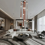 Soft Leather Marble Chandelier: Luxury Dimmable Lighting Fixture for Living Room or Cafe.