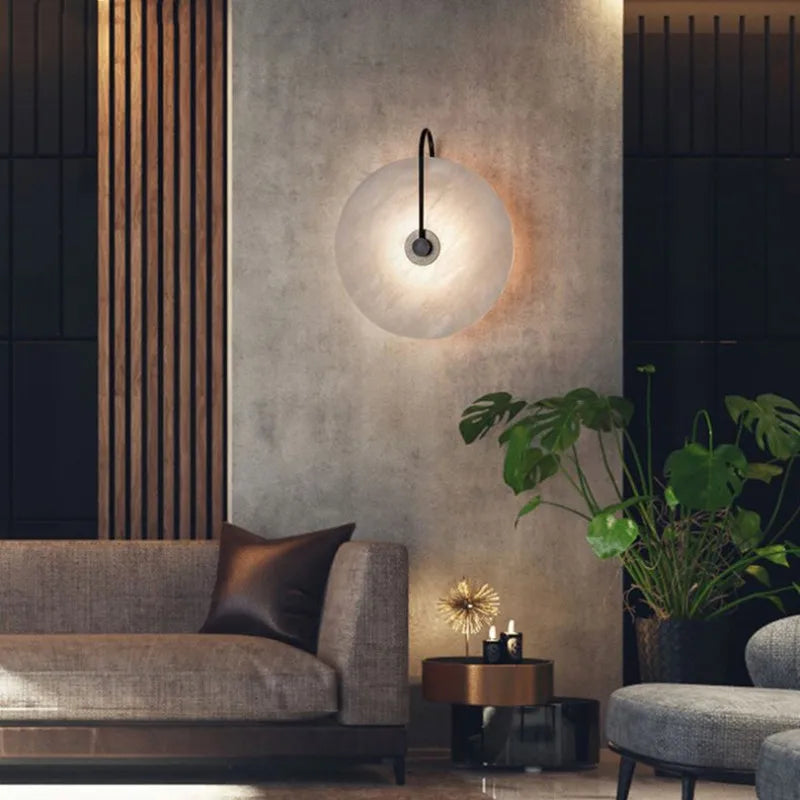 Modern Art Stone LED Wall Lamp for Bedroom, Living Room, and Hotel Background