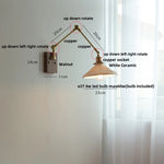 White Ceramic LED Wall Light Nordic Modern Copper Rotatable Bedside Lamp