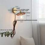 Walnut Wood LED Wall Sconce, Pull Chain Switch, Copper Socket, Bedroom Aisle Hallway