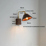 Walnut Wood LED Wall Lamp Sconce with Pull Chain Switch Rotation Mirror Light