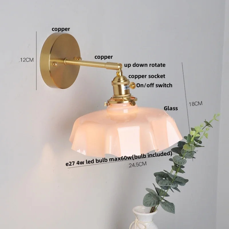 Yellow Glass LED Wall Light Fixture Modern Bedside Lamp Rotation Hallway Aisle