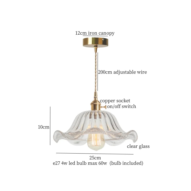 Afralia™ Brass Glass LED Pendant Lamp for Cafe Bar Restaurant Bedroom Loft