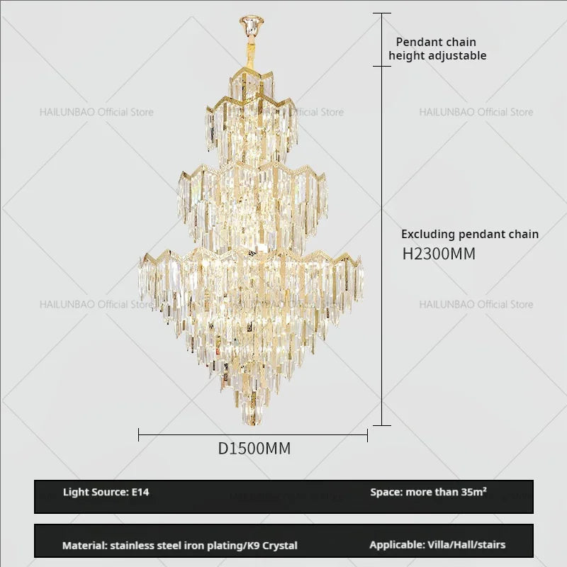 Crystal Chandelier | Modern Luxury Duplex Building Chandelier for Villa and Hotel