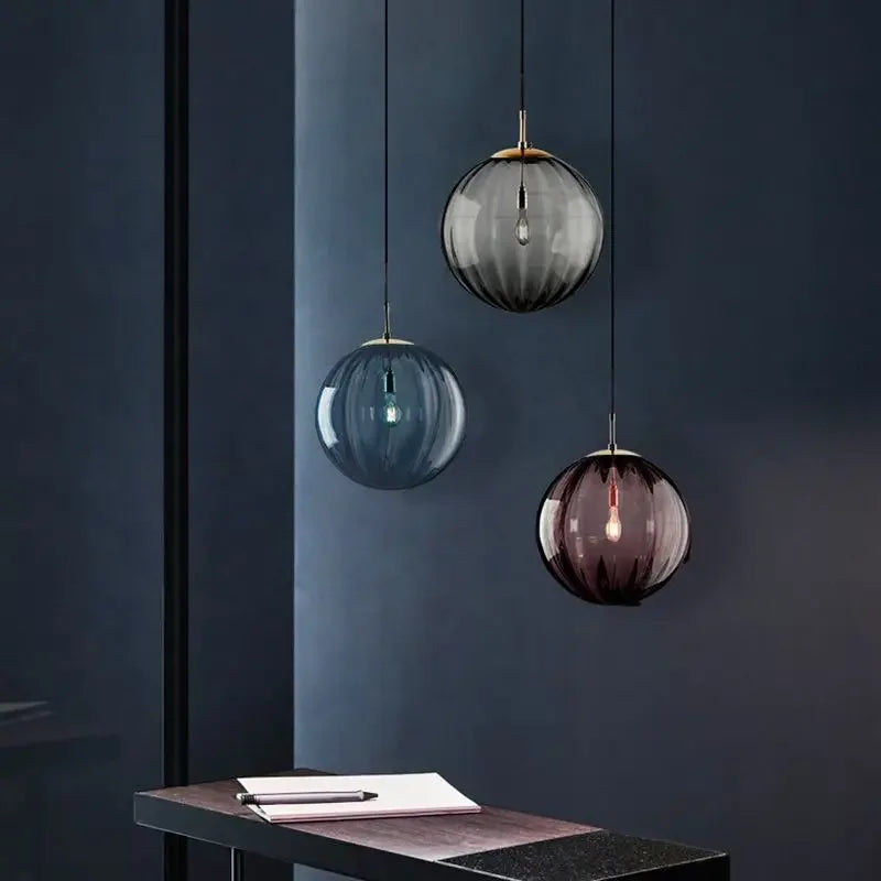 Water Pattern Glass Chandelier Pendant Light for Restaurant Bar Counter