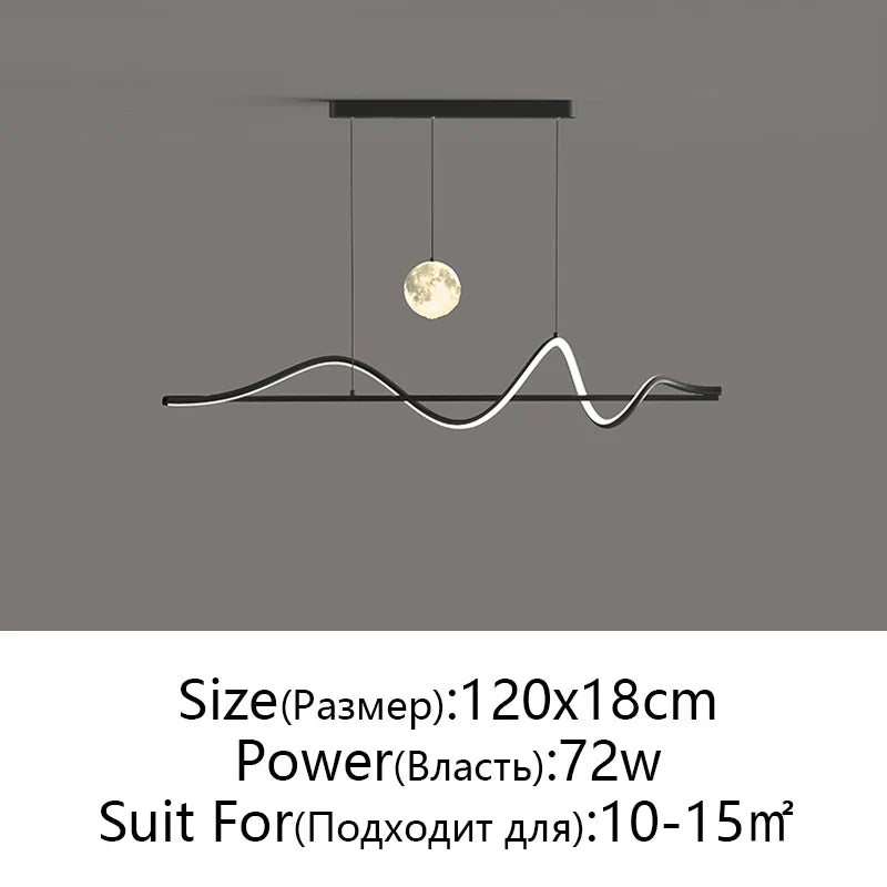 LED Pendant Light - Modern White/Black Long Line for Home, Restaurant, Office