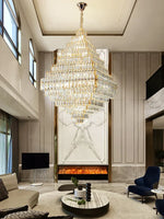 Square Pyramid Crystal Chandelier for Living Room & Hotel Lobby